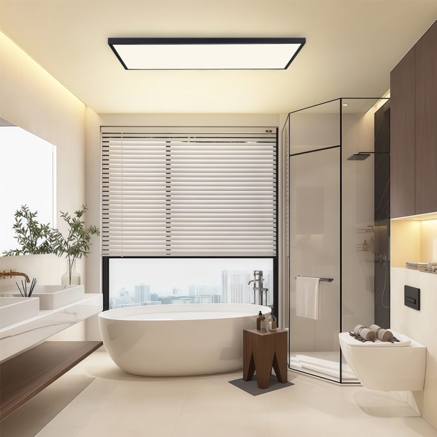 Brilagi - LED ściemnialny plafon łazienkowy FRAME SMART LED/96W/230V 120x60 cm 3000-6000K IP44 czarny + pilot zdalnego sterowania