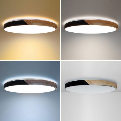 Brilagi - ściemnialna lampa sufitowa LED PILANA LED/72W/230V 3000-6500K dąb/czarny śr. 80 cm + pilot zdalnego sterowania