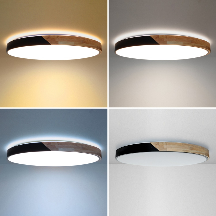 Brilagi - ściemnialna lampa sufitowa LED PILANA LED/72W/230V 3000-6500K dąb/czarny śr. 80 cm + pilot zdalnego sterowania