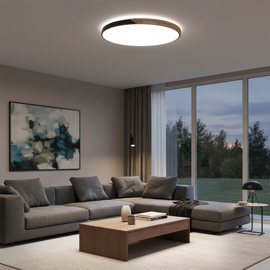 Brilagi - ściemnialna lampa sufitowa LED PILANA LED/72W/230V 3000-6500K dąb/czarny śr. 80 cm + pilot zdalnego sterowania