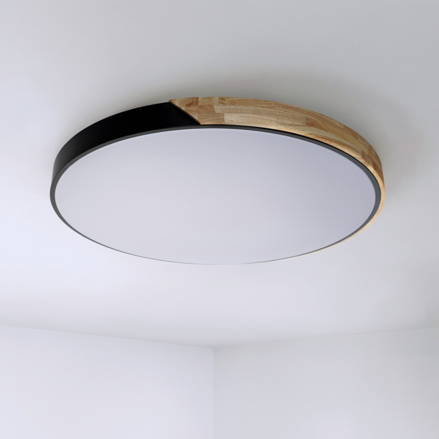 Brilagi - ściemnialna lampa sufitowa LED PILANA LED/72W/230V 3000-6500K dąb/czarny śr. 80 cm + pilot zdalnego sterowania
