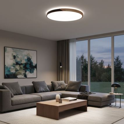 Brilagi - ściemnialna lampa sufitowa LED PILANA LED/72W/230V 3000-6500K dąb/czarny śr. 80 cm + pilot zdalnego sterowania