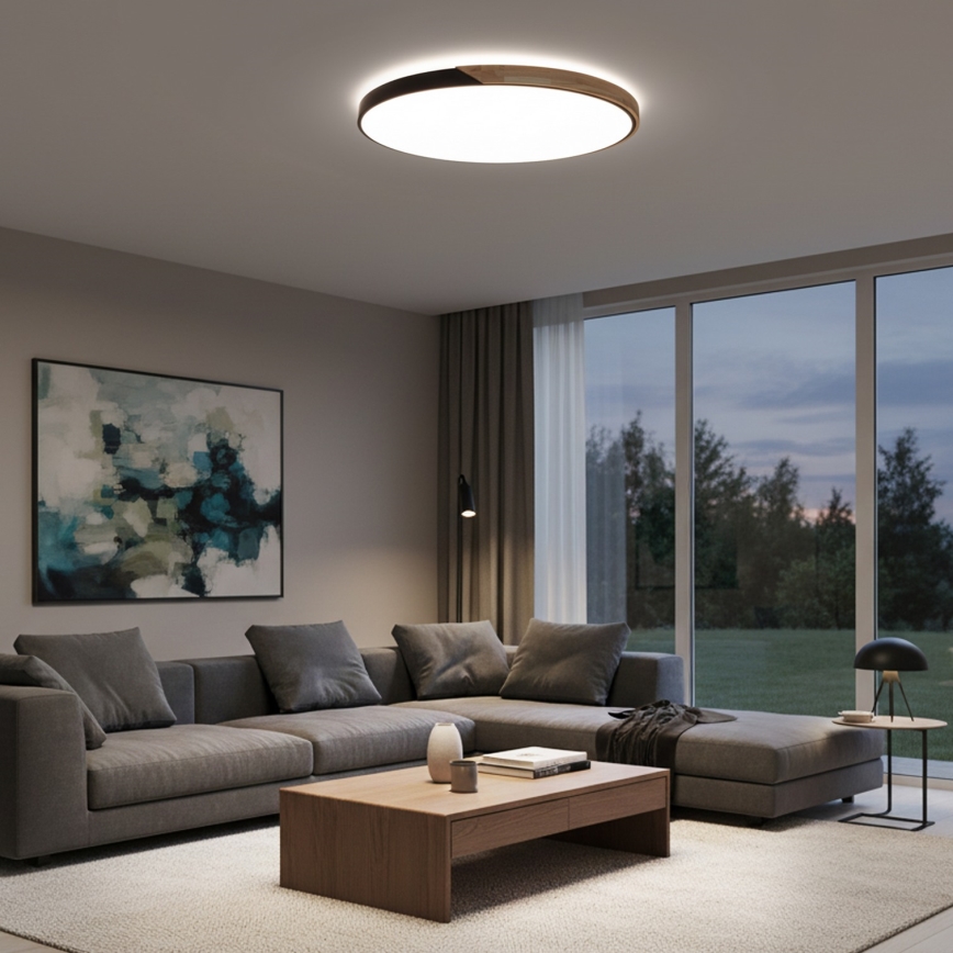 Brilagi - ściemnialna lampa sufitowa LED PILANA LED/72W/230V 3000-6500K dąb/czarny śr. 80 cm + pilot zdalnego sterowania