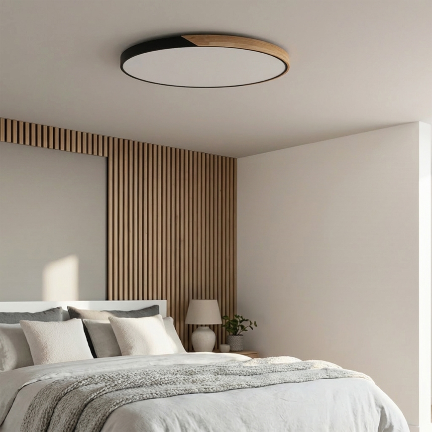 Brilagi - ściemnialna lampa sufitowa LED PILANA LED/72W/230V 3000-6500K dąb/czarny śr. 80 cm + pilot zdalnego sterowania