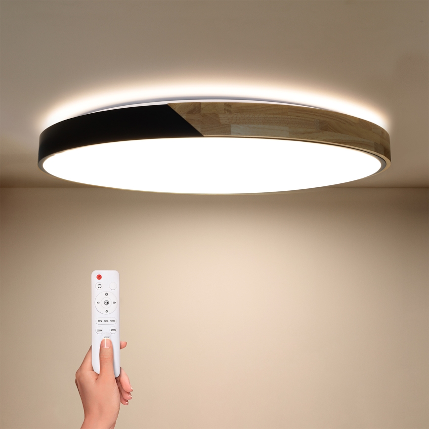 Brilagi - ściemnialna lampa sufitowa LED PILANA LED/72W/230V 3000-6500K dąb/czarny śr. 80 cm + pilot zdalnego sterowania