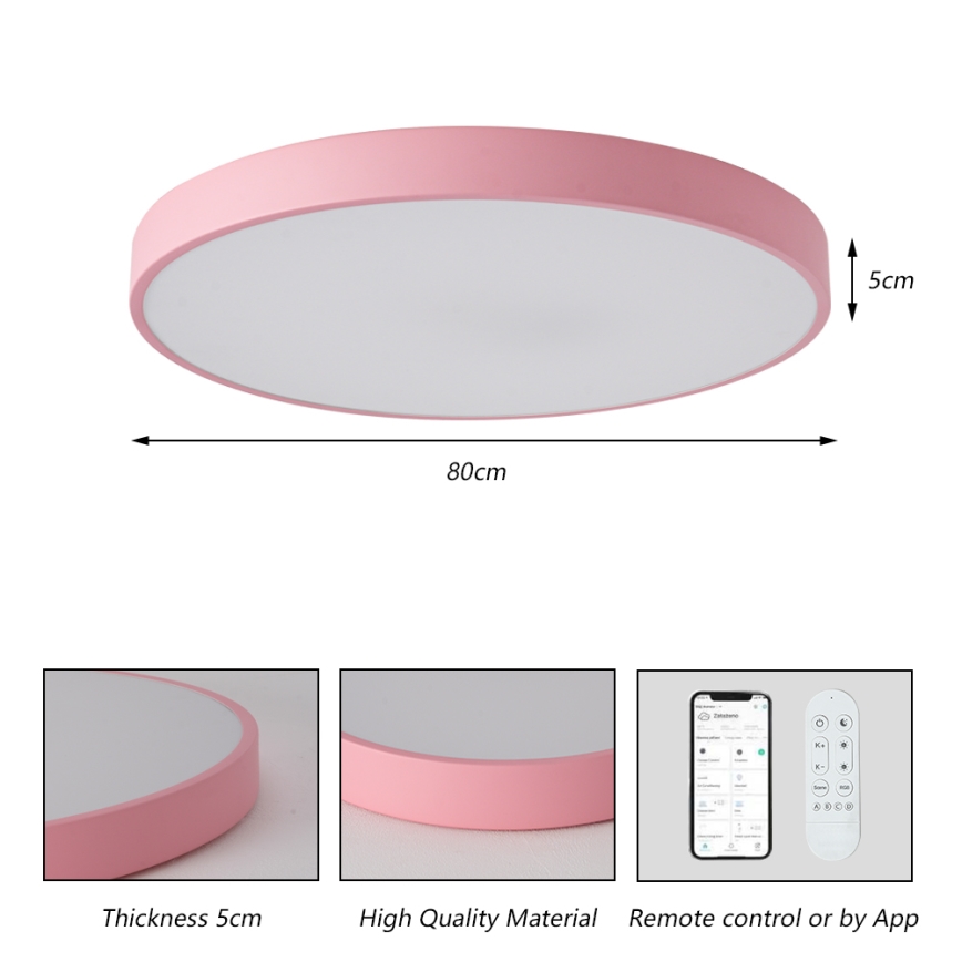Brilagi - Ściemnialna oprawa LED POOL SMART LED/100W/230V Ø 80 cm 3000-6000K Wi-Fi Tuya + pilot zdalnego sterowania różowa