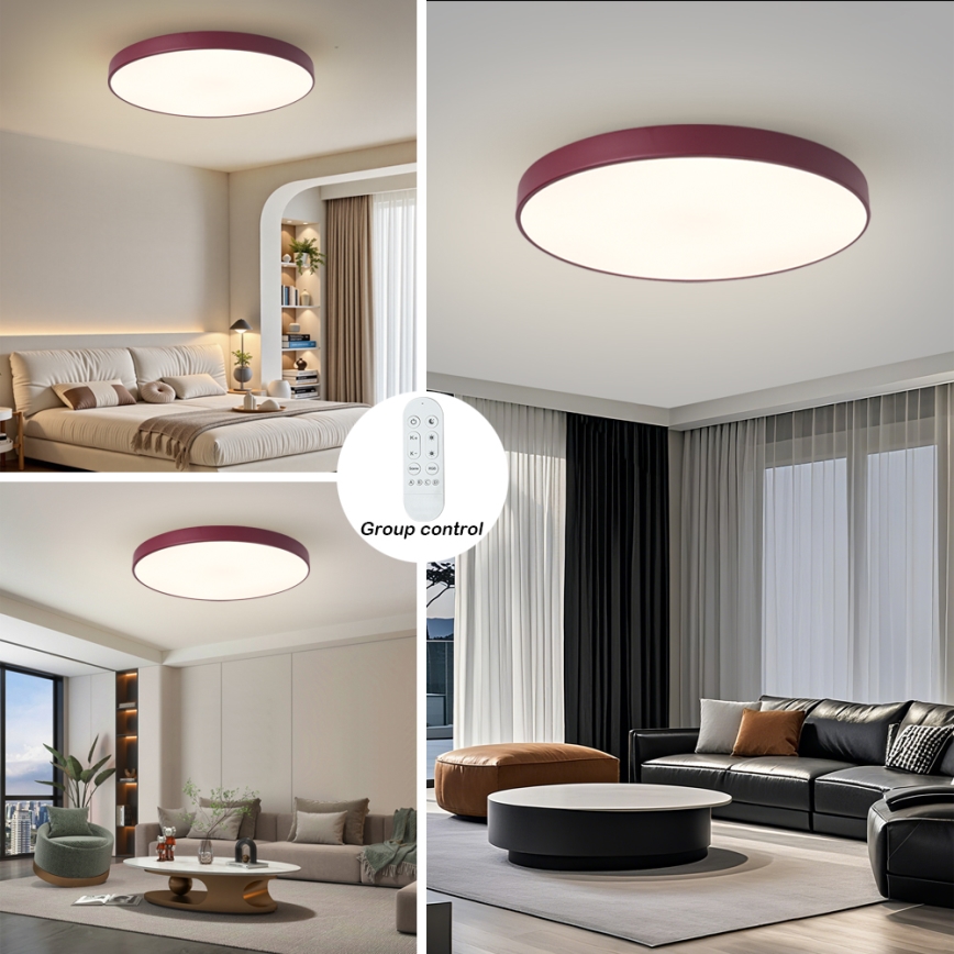 Brilagi - ściemnialna oprawa POOL SMART LED/100W/230V śr. 80 cm Wi‑Fi Tuya + pilot zdalnego sterowania bordowy