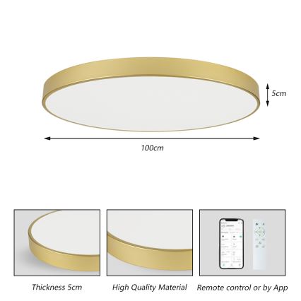 Brilagi - Ściemnialna lampa sufitowa POOL SMART LED/128W/230V 3000-6000K 100 cm złota Wi-Fi Tuya + zdalne sterowanie