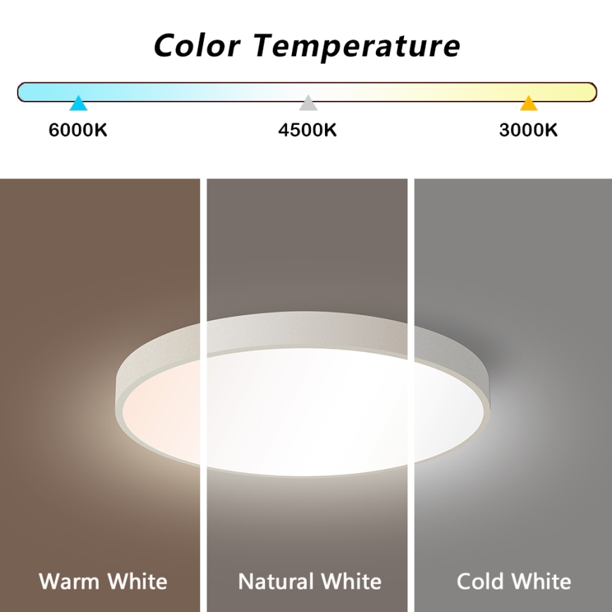 Brilagi - Ściemnialna oprawa sufitowa LED POOL SMART LED/48W/230V 40 cm 3000-6000K Wi-Fi Tuya + pilot zdalnego sterowania biała