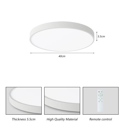 Brilagi - Ściemnialna oprawa sufitowa LED POOL SMART LED/48W/230V 40 cm 3000-6000K Wi-Fi Tuya + pilot zdalnego sterowania biała