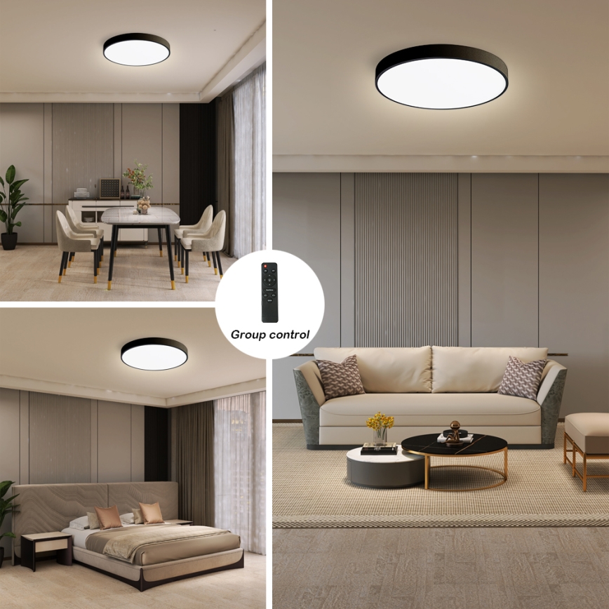 Brilagi - Ściemniana oprawa sufitowa LED POOL SMART LED/48W/230V 40 cm 3000-6000K Wi-Fi Tuya + pilot zdalnego sterowania czarna