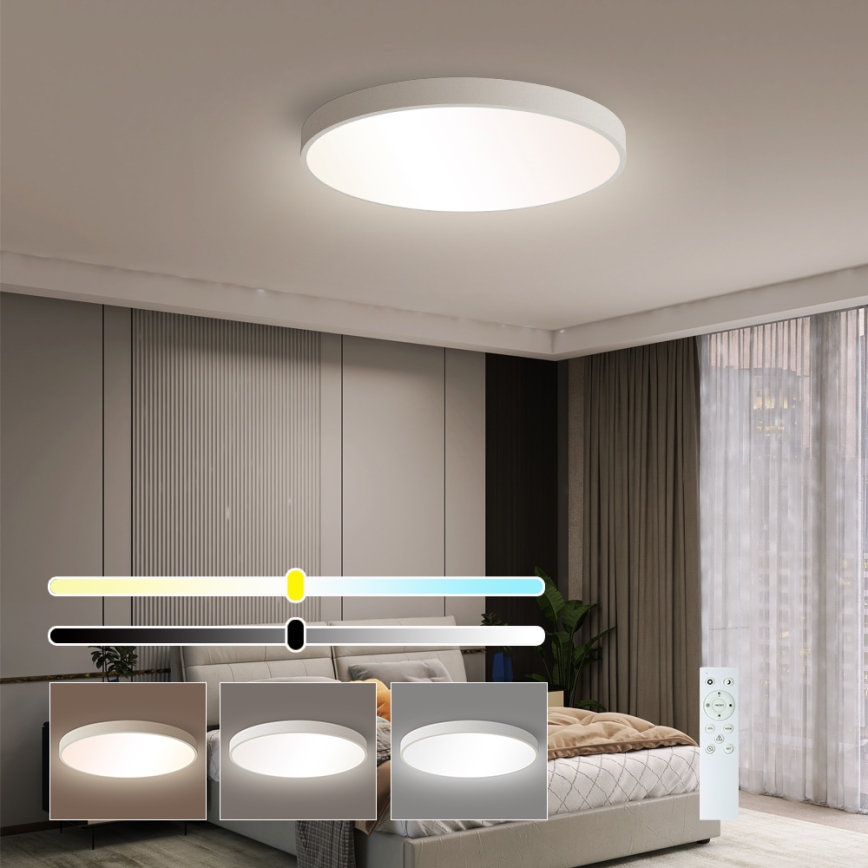 Brilagi - Ściemnialny plafon sufitowy POOL SMART LED/60W/230V 50 cm 3000-6000K Wi-Fi Tuya + pilot zdalnego sterowania biały