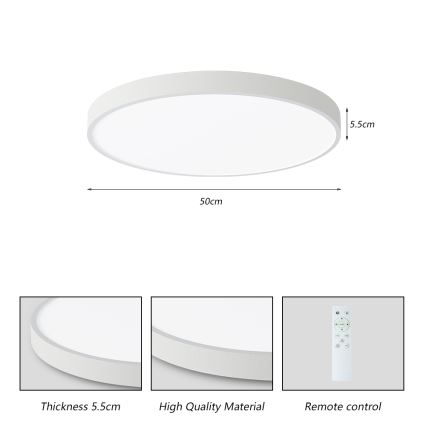 Brilagi - Ściemnialny plafon sufitowy POOL SMART LED/60W/230V 50 cm 3000-6000K Wi-Fi Tuya + pilot zdalnego sterowania biały