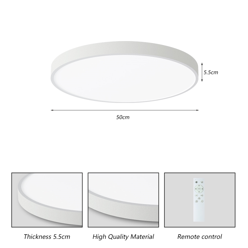 Brilagi - Ściemnialny plafon sufitowy POOL SMART LED/60W/230V 50 cm 3000-6000K Wi-Fi Tuya + pilot zdalnego sterowania biały