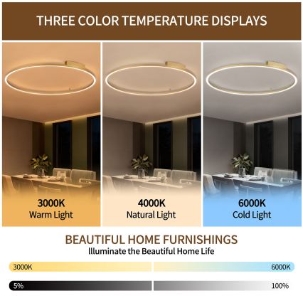 Brilagi - Ściemnialna lampa sufitowa PORTOFINO LED/85W/230V 3000-6000K śr. 120 cm złota + pilot zdalnego sterowania