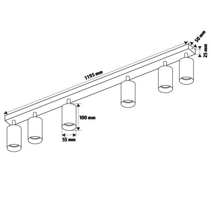Brilagi - LED ściemnialna oprawa punktowa SELE GOLDEN 6xGU10/6,5W/230V 2700-6500K czarna/złota