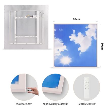 Brilagi - Ściemnialna lampa sufitowa LED SLIMFRAME SKY LED/58W/230V 60x60 cm 3000-6000K srebrna/niebieska + pilot zdalnego sterowania