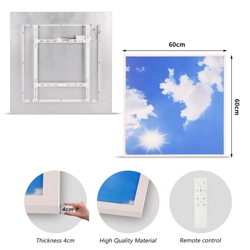 Brilagi - Ściemnialna lampa sufitowa LED SLIMFRAME SKY LED/58W/230V 60x60 cm 3000-6000K srebrna/niebieska + pilot zdalnego sterowania