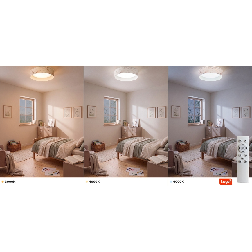 Brilagi - LED Ściemnialna lampa sufitowa VELVET SMARTIX STARS LED/36W/230V 3000-6000K śr. 55 cm biała/kwiaty Wi-Fi Tuya Beacon + pilot