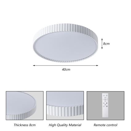 Brilagi - ściemnialna lampa sufitowa LED CORVO LED/54W/230V 3000-6000K biała śr. 40 cm + pilot zdalnego sterowania