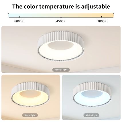 Brilagi - ściemnialna oprawa sufitowa LED FALCON MODERN LED/30W/230V 3000-6000K 40 cm biała + zdalne sterowanie