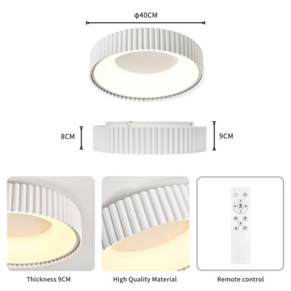 Brilagi - ściemnialna oprawa sufitowa LED FALCON MODERN LED/30W/230V 3000-6000K 40 cm biała + zdalne sterowanie