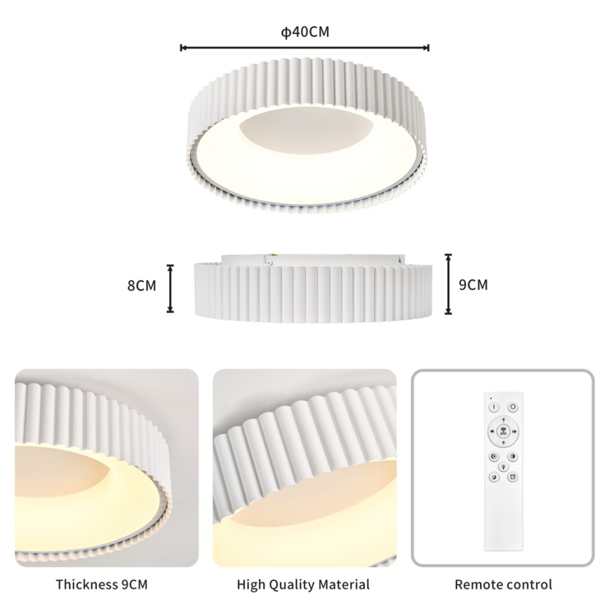 Brilagi - ściemnialna oprawa sufitowa LED FALCON MODERN LED/30W/230V 3000-6000K 40 cm biała + zdalne sterowanie