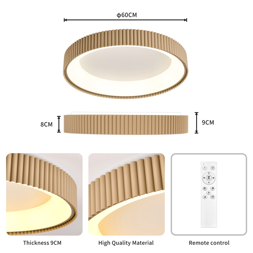 Brilagi - ściemnialna lampa sufitowa LED FALCON MODERN LED/54W/230V 3000-6500K 60 cm beżowa + pilot zdalnego sterowania