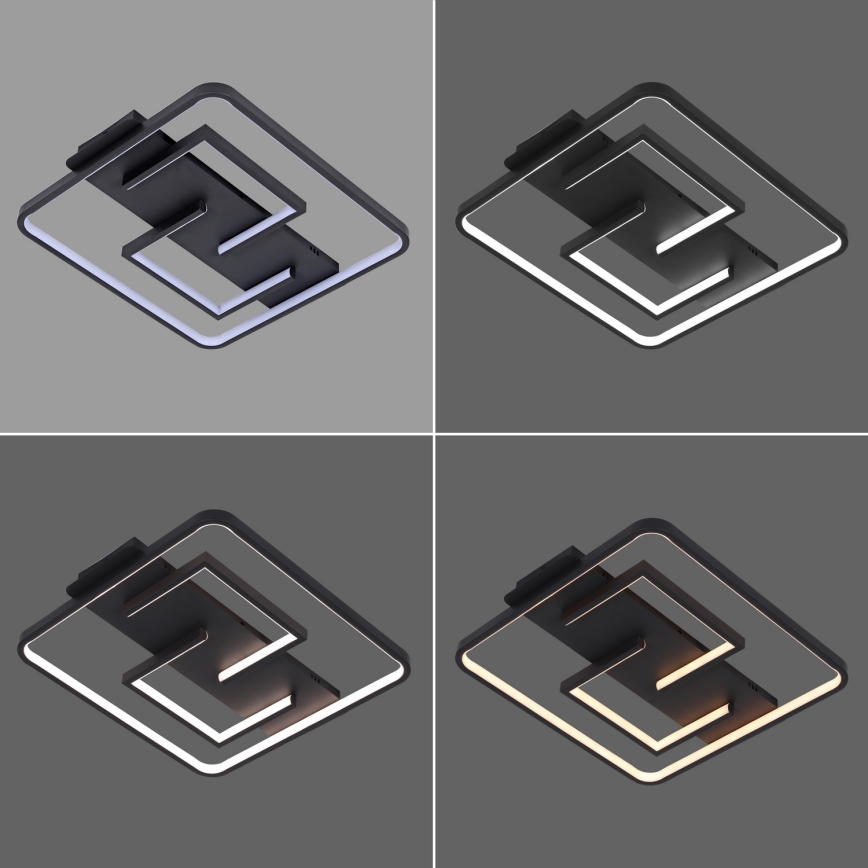 Brilagi - Ściemnialna lampa sufitowa LED FLARE LED/34W/230V 3000–6000K 48×48 cm czarna + pilot zdalnego sterowania