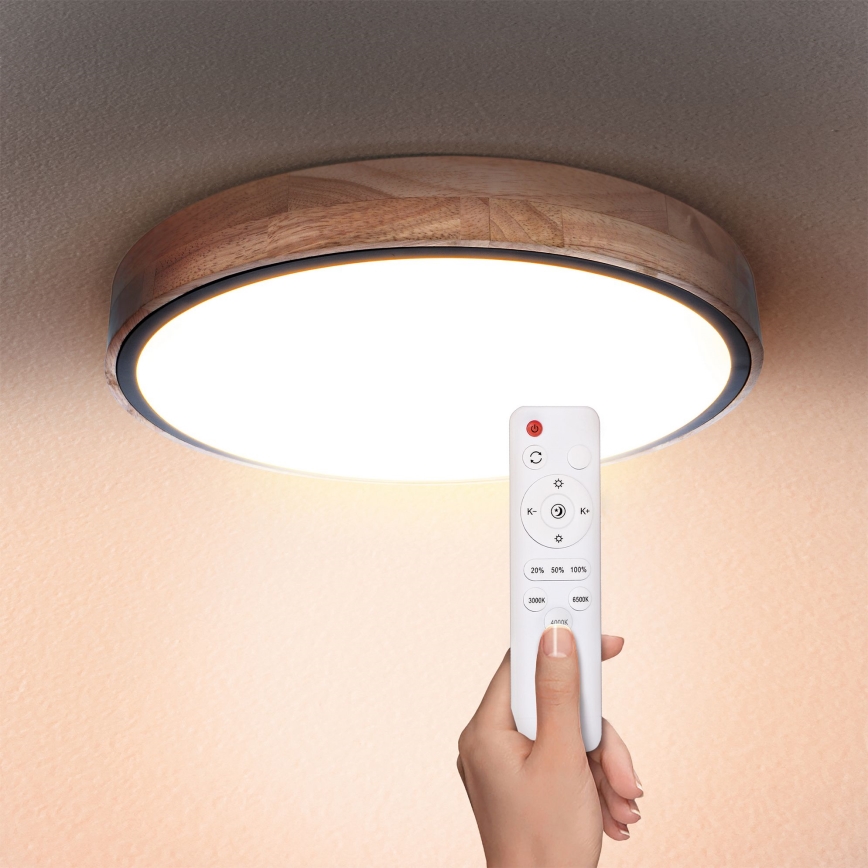 Brilagi - ściemnialna lampa sufitowa LED GLORIA LED/48W/230V 3000-6500K dąb śr. 40 cm + pilot zdalnego sterowania