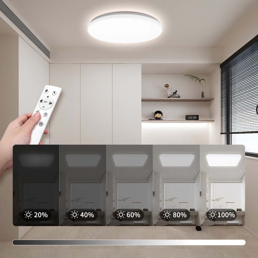 Brilagi - ściemnialna oprawa sufitowa LED MILKY WAY, 36 W, 230 V, 3000–6500 K, średnica 48 cm, z pilotem zdalnego sterowania