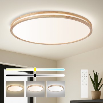 Brilagi - LED ściemnialna oprawa sufitowa MOLINA LED/128W/230V 3000-6000K dąb śr. 100 cm + pilot zdalnego sterowania