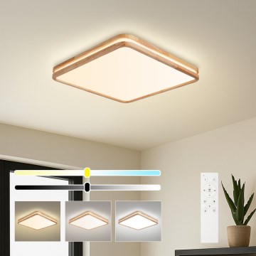 Brilagi - LED ściemnialna oprawa sufitowa MOLINA SQUARE LED/80W/230V 3000-6000K dąb 60x60 cm + pilot zdalnego sterowania
