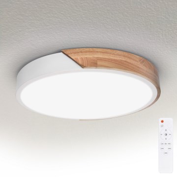 Brilagi - LED ściemnialna oprawa sufitowa PILANA LED/48W/230V dąb/biały śr. 40 cm + pilot zdalnego sterowania