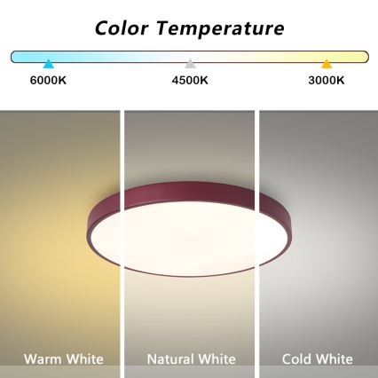 Brilagi - LED ściemnialny plafon sufitowy POOL LED/36W/230V 3000-6000K śr. 30 cm burgundowy + pilot zdalnego sterowania