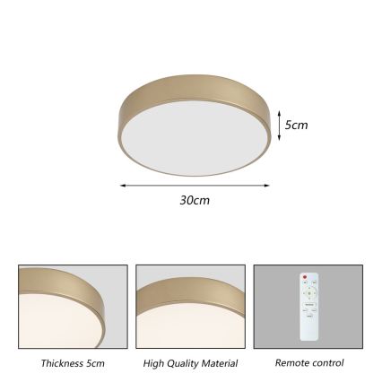 Brilagi - Lampa sufitowa LED ściemnialna POOL LED/36W/230V 3000–6000K Ø 30 cm, złota + pilot zdalnego sterowania