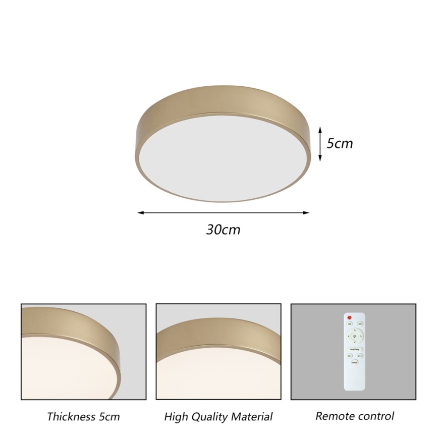 Brilagi - Lampa sufitowa LED ściemnialna POOL LED/36W/230V 3000–6000K Ø 30 cm, złota + pilot zdalnego sterowania