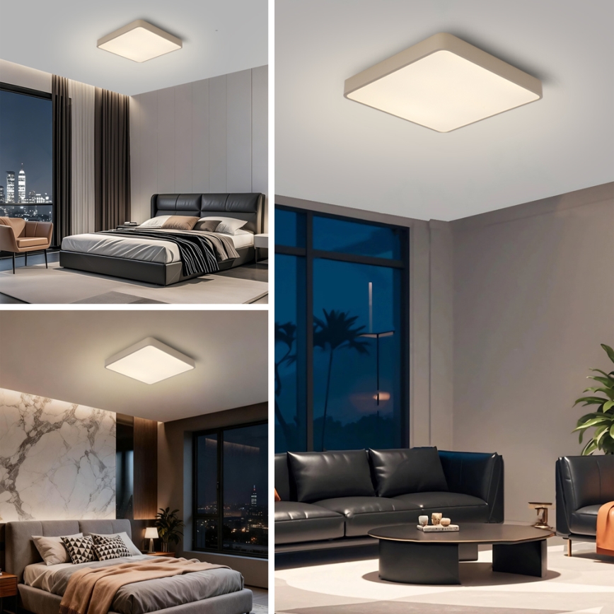 Brilagi - Ściemnialna oprawa sufitowa LED POOL LED/48W/230V 3000-6000K 50x50 cm beżowa + pilot zdalnego sterowania