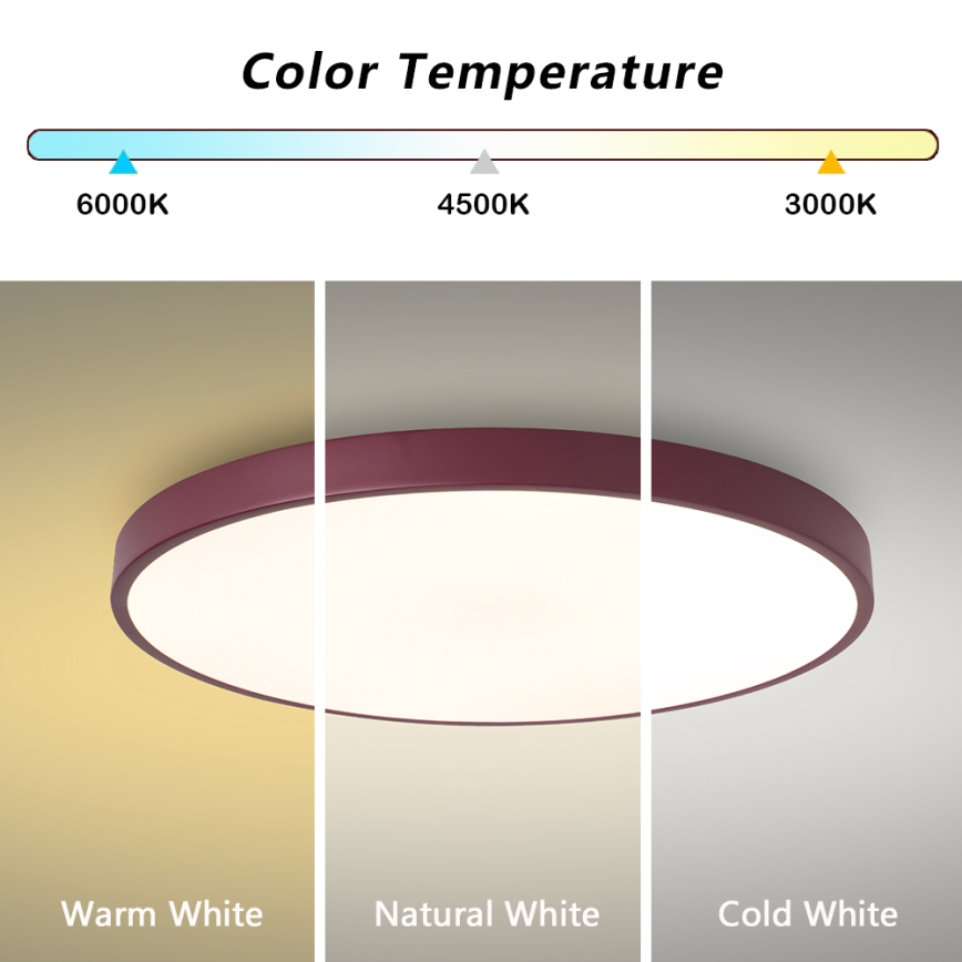 Brilagi - Ściemnialna oprawa sufitowa LED POOL LED/60W/230V 3000-6000K średnica 60 cm bordowa + pilot zdalnego sterowania