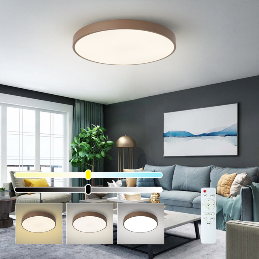 Brilagi - LED ściemnialna lampa sufitowa POOL LED/60W/230V 3000-6000K Ø 60 cm brązowa + pilot zdalnego sterowania