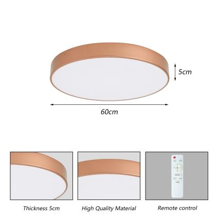 BRILAGI - LED ściemnialna lampa sufitowa POOL LED/60W/230V 3000-6000K śr. 60 cm miedziana + zdalne sterowanie