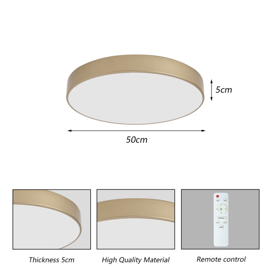 Brilagi - LED ściemnialna lampa sufitowa POOL LED/60W/230V 3000-6000K śr. 50 cm złota + zdalne sterowanie