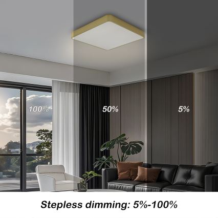 BRILAGI - ściemnialna lampa sufitowa LED POOL SQUARE LED/36W/230V 3000-6000K 40x40 cm złota + pilot zdalnego sterowania