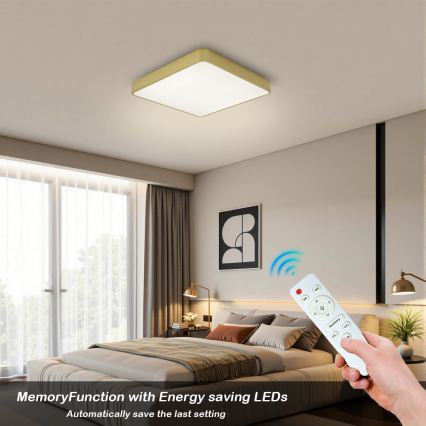 BRILAGI - ściemnialna lampa sufitowa LED POOL SQUARE LED/36W/230V 3000-6000K 40x40 cm złota + pilot zdalnego sterowania