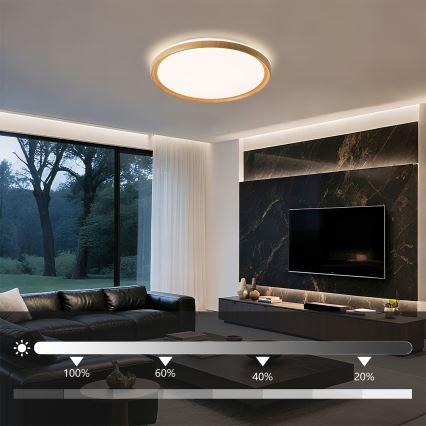 Brilagi - Ściemnialna oprawa sufitowa LED RIVO LED/72W/230V 3000–6000K, dekor drewna, średnica 50 cm + zdalne sterowanie