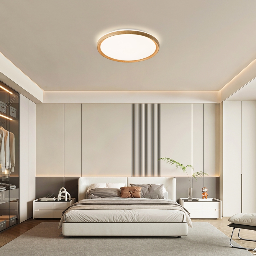 Brilagi - Ściemnialna oprawa sufitowa LED RIVO LED/72W/230V 3000–6000K, dekor drewna, średnica 50 cm + zdalne sterowanie