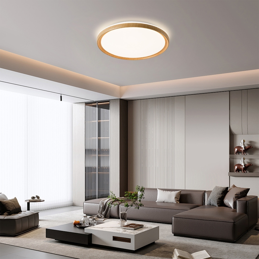 Brilagi - Ściemnialna oprawa sufitowa LED RIVO LED/72W/230V 3000–6000K, dekor drewna, średnica 50 cm + zdalne sterowanie