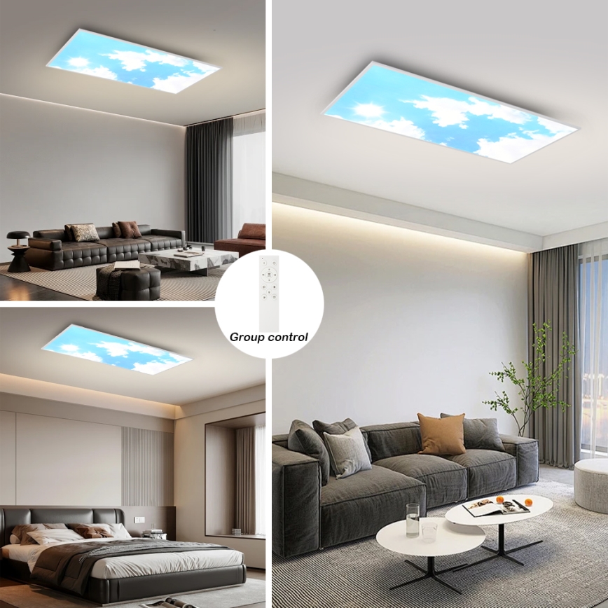 Brilagi - LED Ściemnialna oprawa sufitowa SLIMFRAME LED/80W/230V 120x60 cm 3000-6000K srebrna/niebieska + pilot