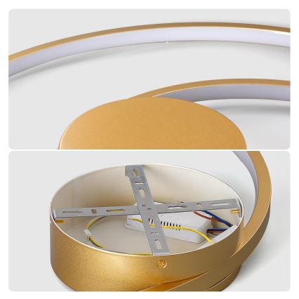 Brilagi - LED ściemnialna lampa sufitowa TWISTER LED/105W/230V 3000-6000K śr. 100 cm złota + zdalne sterowanie