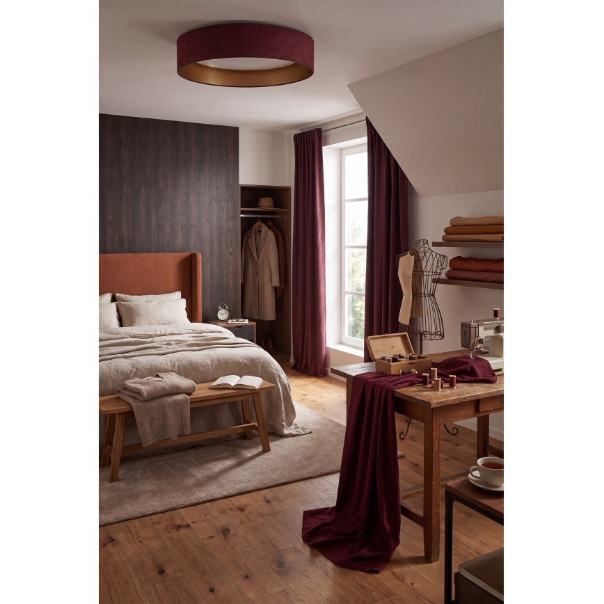 BRILAGI - LED ściemnialny plafon VELVET SMARTIX LED/24W/230V 3000-6000K śr. 45 cm bordowy/złoty Wi-Fi Tuya Beacon + pilot zdalnego sterowania